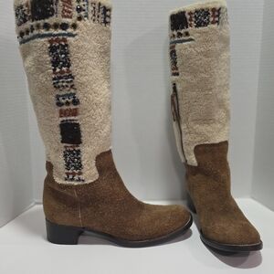 Miu Miu Brown Cream Western Tribal Boots